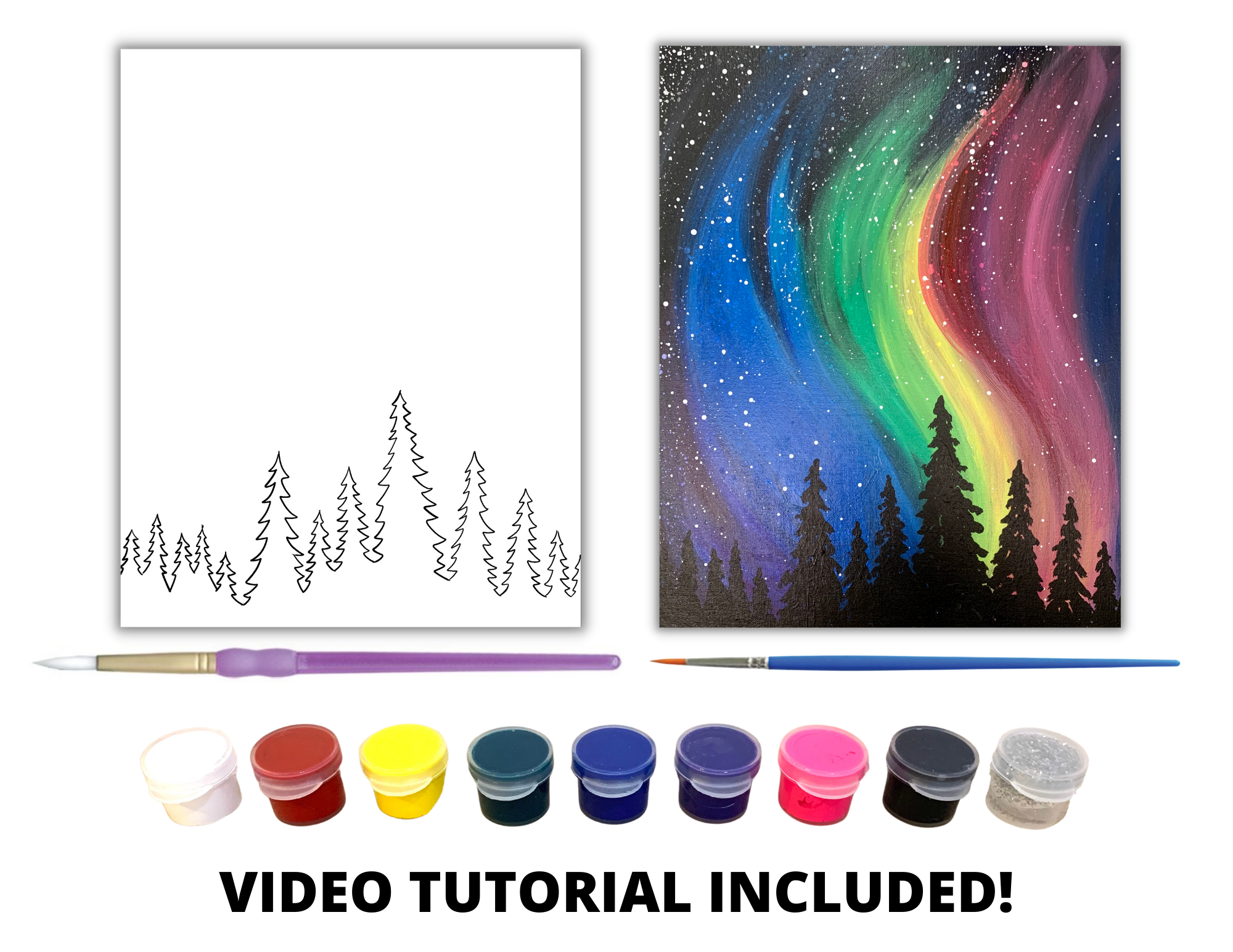 Northern Lights Fantasy Scenery Paint by Numbers Adults Beautiful Acrylic  Painting on Canvas Paint by Your Own DIY Kit Wall Art Decoration 