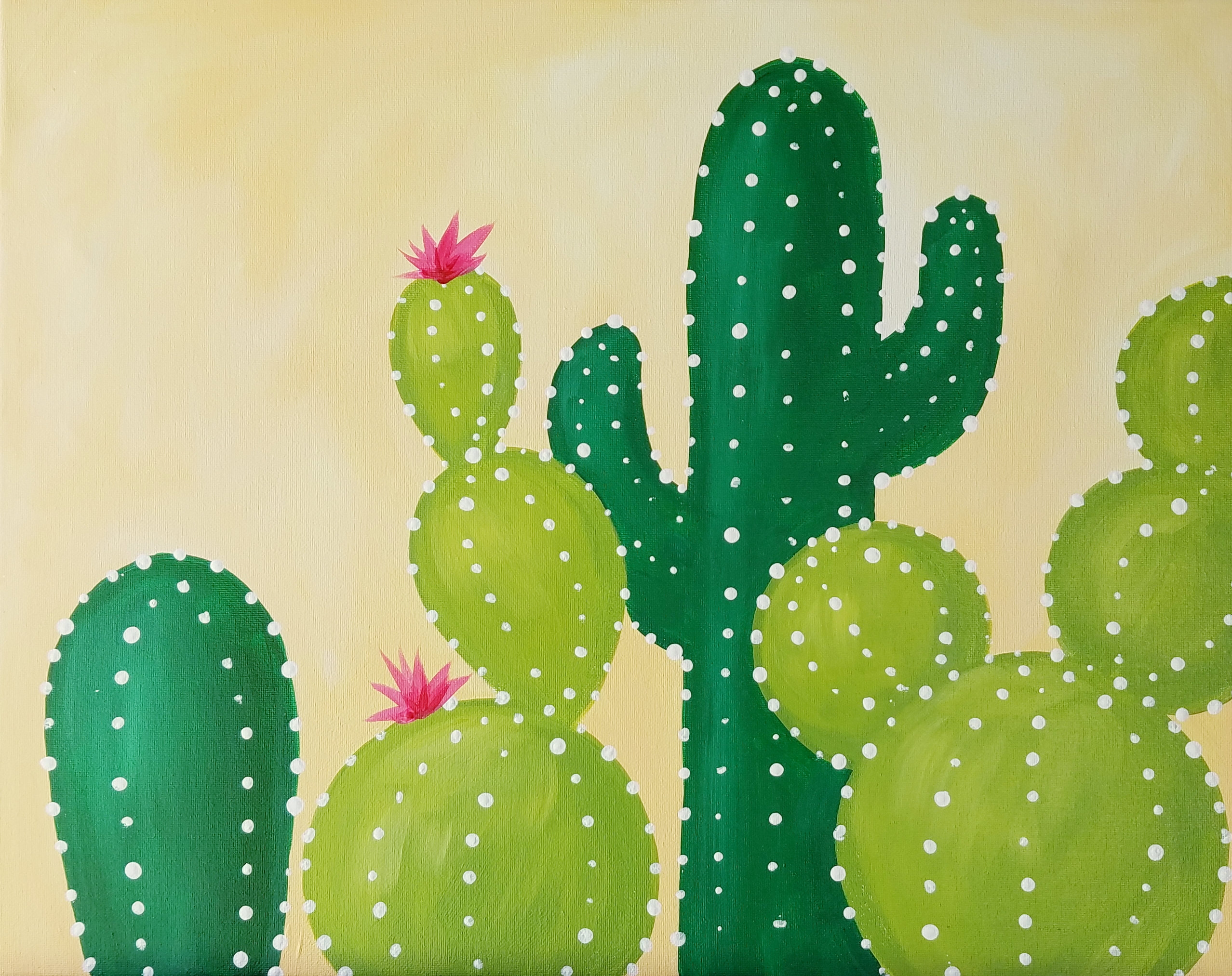Cactus Smile in Boho Colors Summer Canvas Paint Art Kit